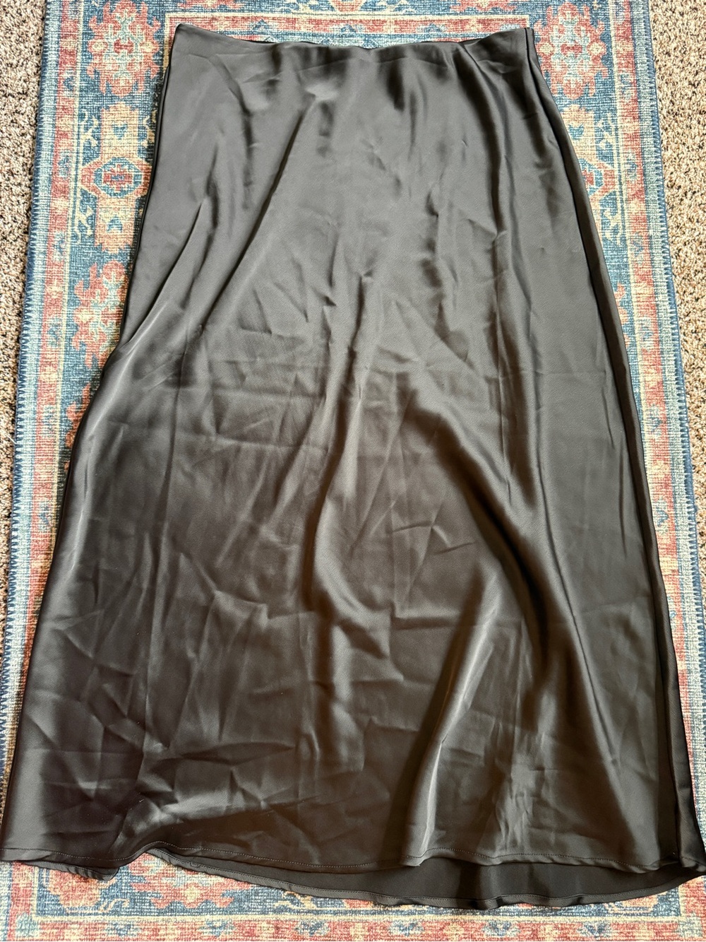 Rachel Zoe Black Satin Midi Slip Skirt